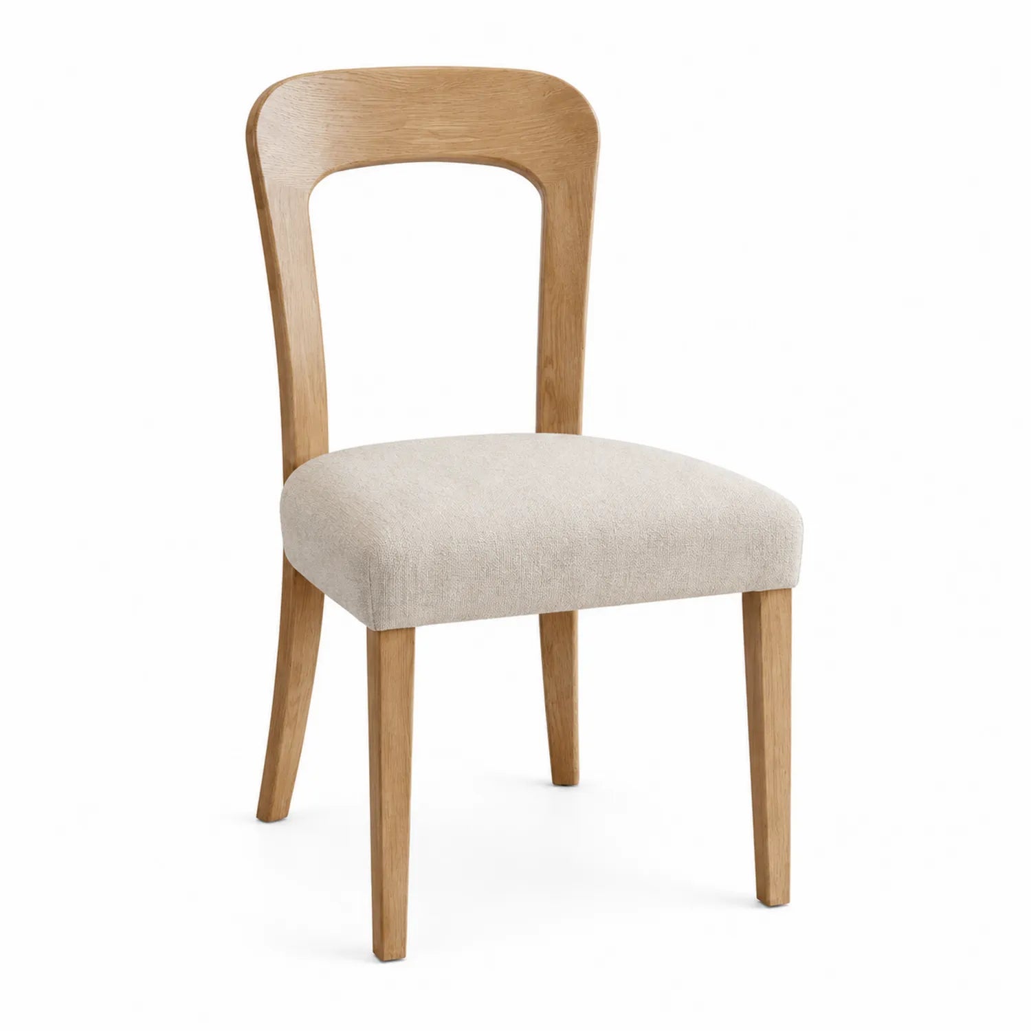 Sedia in Legno con Seduta in Tessuto Beige