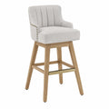 Sgabello da bar in legno e tessuto grigio chiaro 110 cm