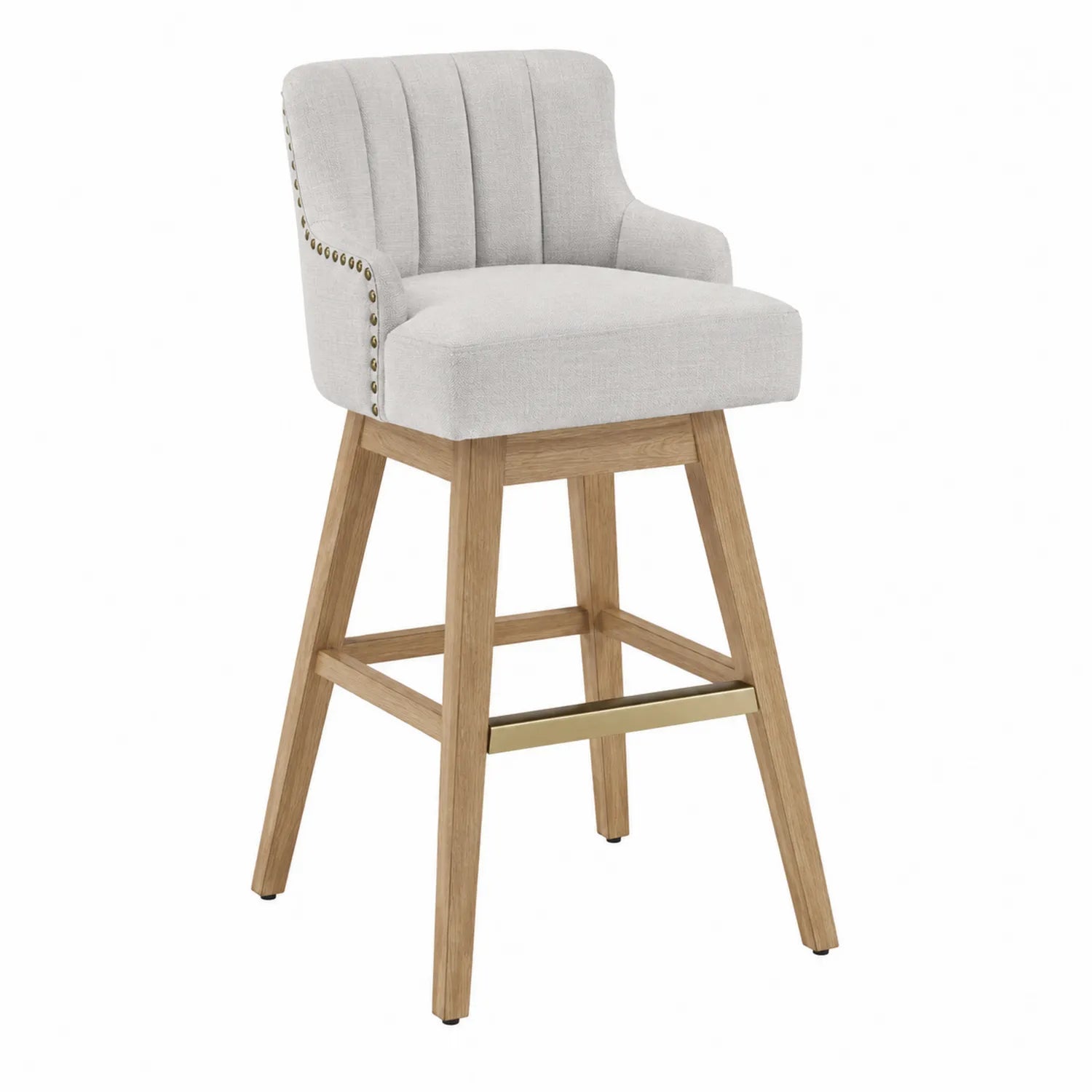 Sgabello da bar in legno e tessuto grigio chiaro 110 cm
