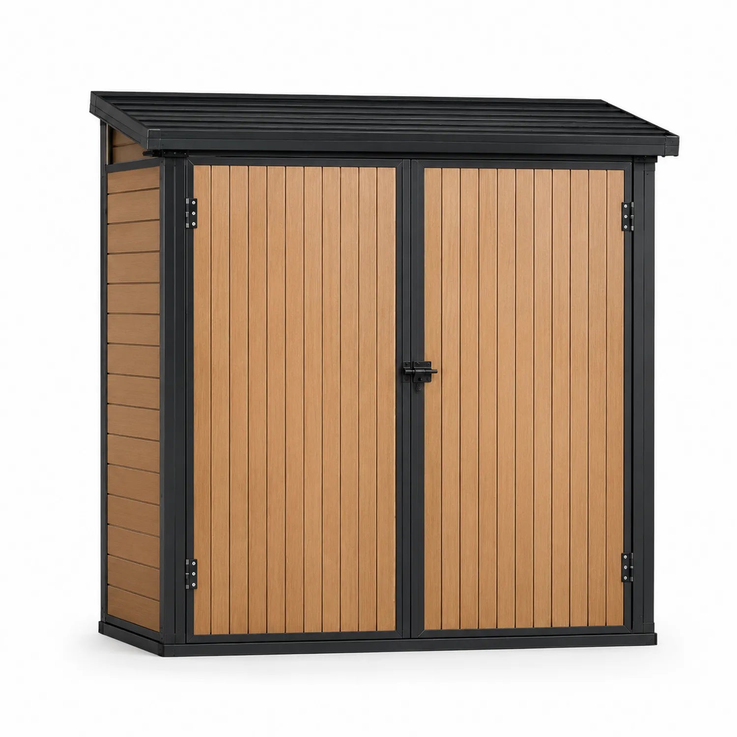 Capanno da Giardino in Legno e Metallo Marrone e Nero 130x75x180cm