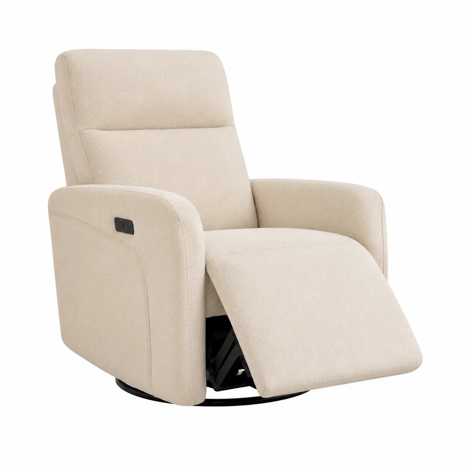 Poltrona reclinabile in tessuto crema con base girevole