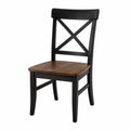 Sedia in Legno Massello Nero e Marrone con Schienale a X