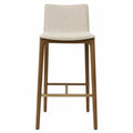 Sgabello da Bar in Tessuto Beige con Struttura in Legno