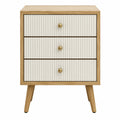 Comodino con cassetti in legno MDF e rovere, colore Bianco 40x30x60cm