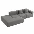 Divano modulare in tessuto grigio 3 pezzi con cuscini