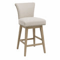 Sgabello da Bar in Tessuto con Gambe in Legno Beige