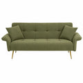 Divano in tessuto poliestere verde con gambe in metallo