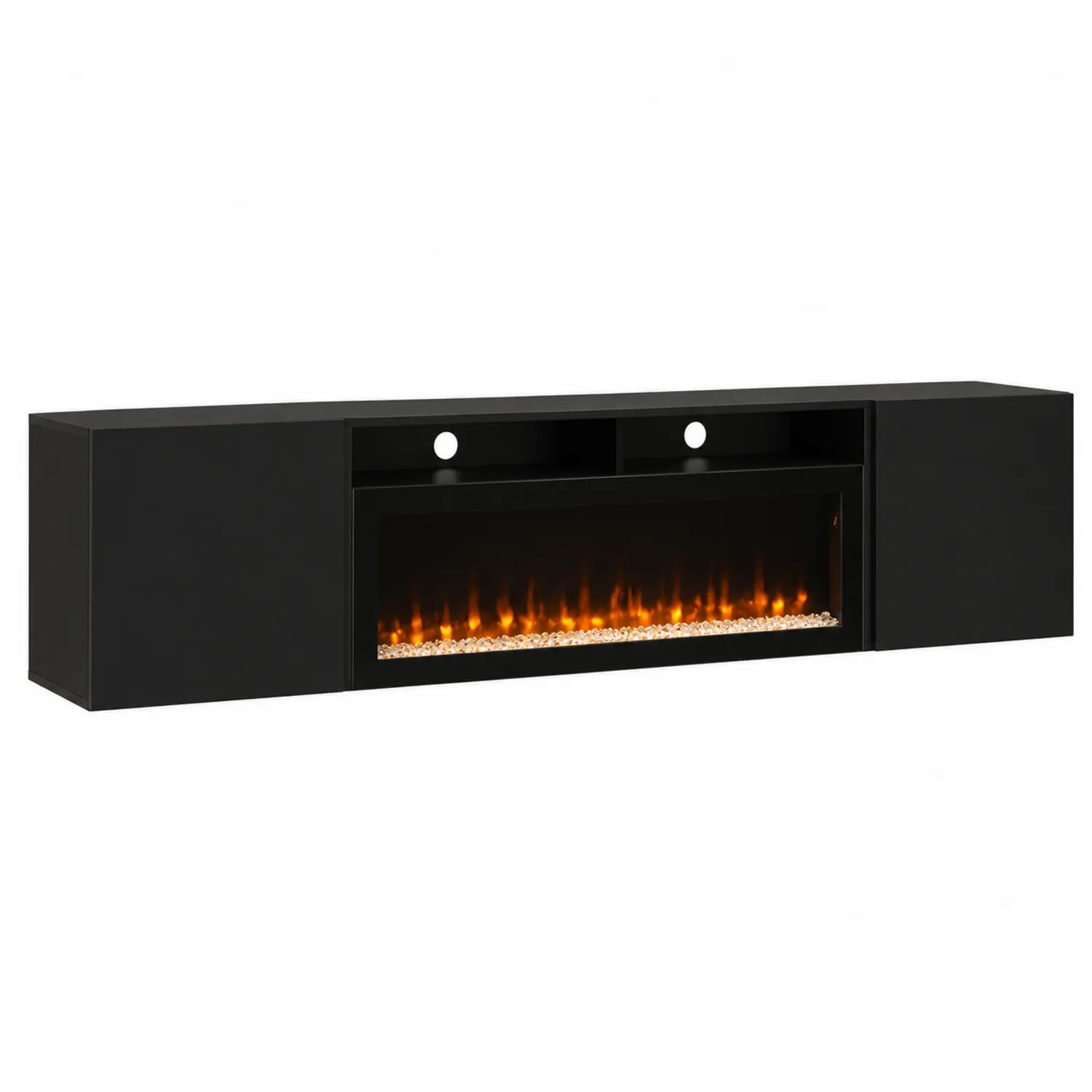 Mobile TV con Camino Elettrico in MDF Nero 160x40x30 cm