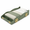 Letto per Bambini in MDF Forma di Auto Verde con Spazio di Stoccaggio