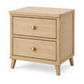 Comodino in Legno di Quercia con 2 Cassetti Beige