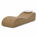 Chaise Longue da Esterno in Rattan Sintetico Beige con Cuscino