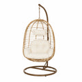 Sedia Sospesa in Acciaio e Rattan Sintetico Beige