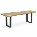 Panca legno massello di rovere base metallo nero 160x40x45 cm