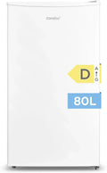 Frigorifero Monoporta 80L con Congelatore, Silenzioso 39dB, Porta Reversibile, LED, Bianco