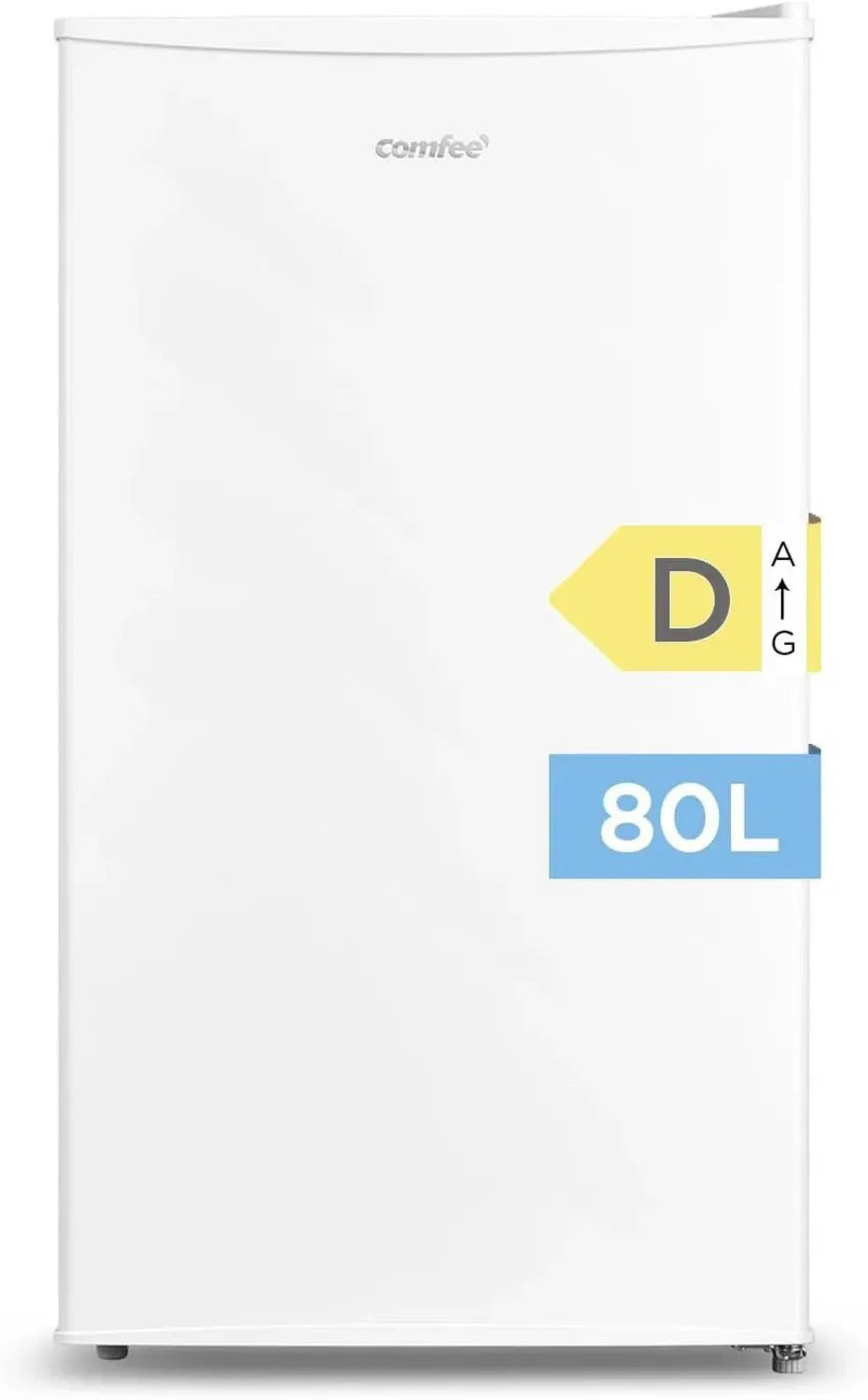 Frigorifero Monoporta 80L con Congelatore, Silenzioso 39dB, Porta Reversibile, LED, Bianco