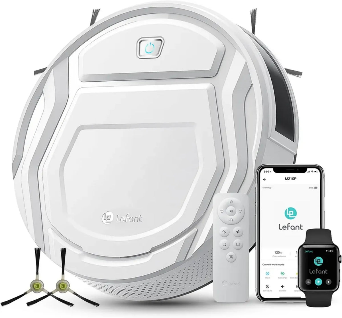 Lefant M210P Robot Aspirapolvere 2200Pa, Design Ultrasottile per Tappeti e Peli Animali, Compatibile con App e Alexa