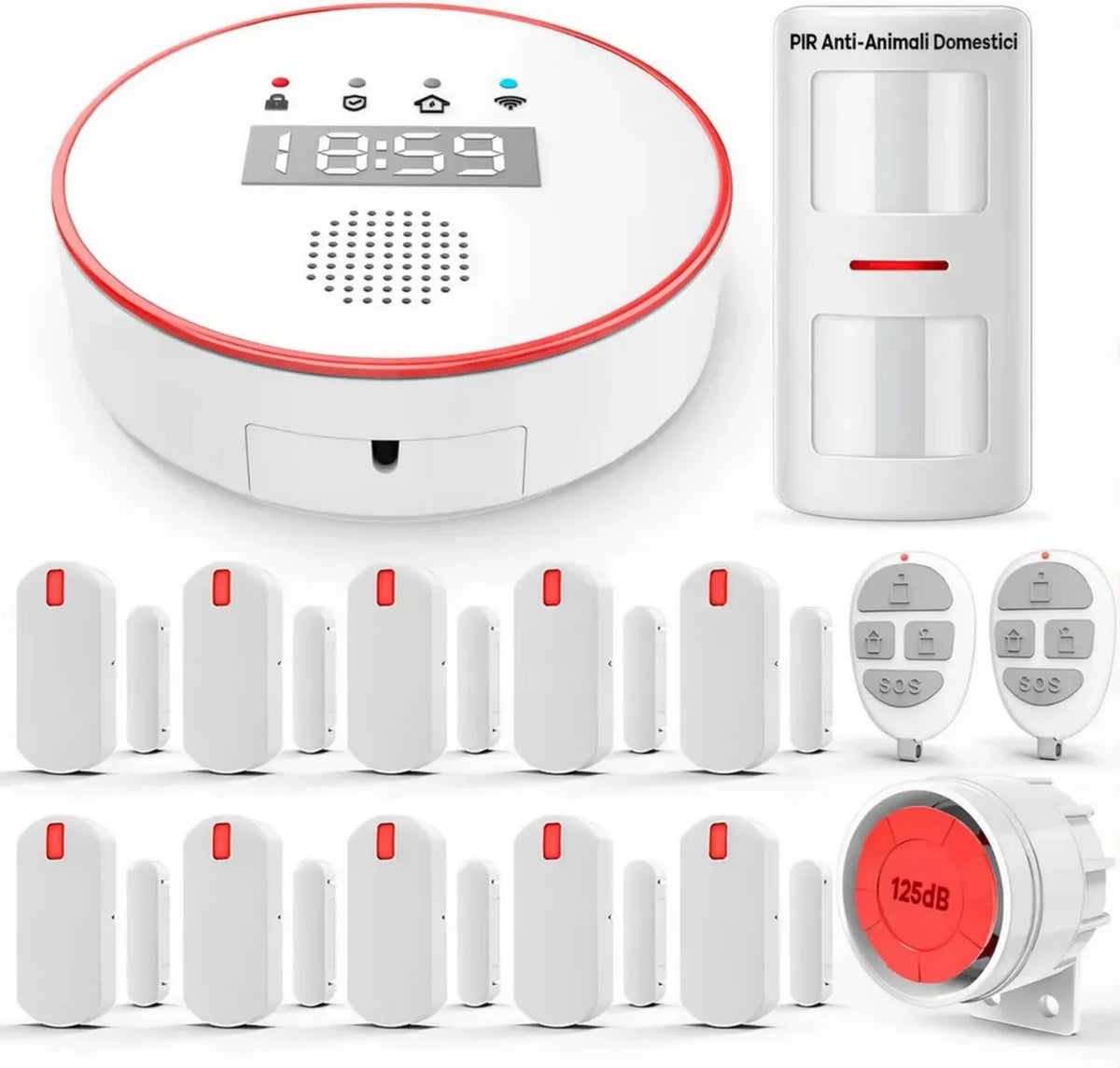 Sistema di Allarme Wi-Fi YISEELE per Casa: Antifurto Wireless con Sirena da 125dB e Sensori Porta/Finestra