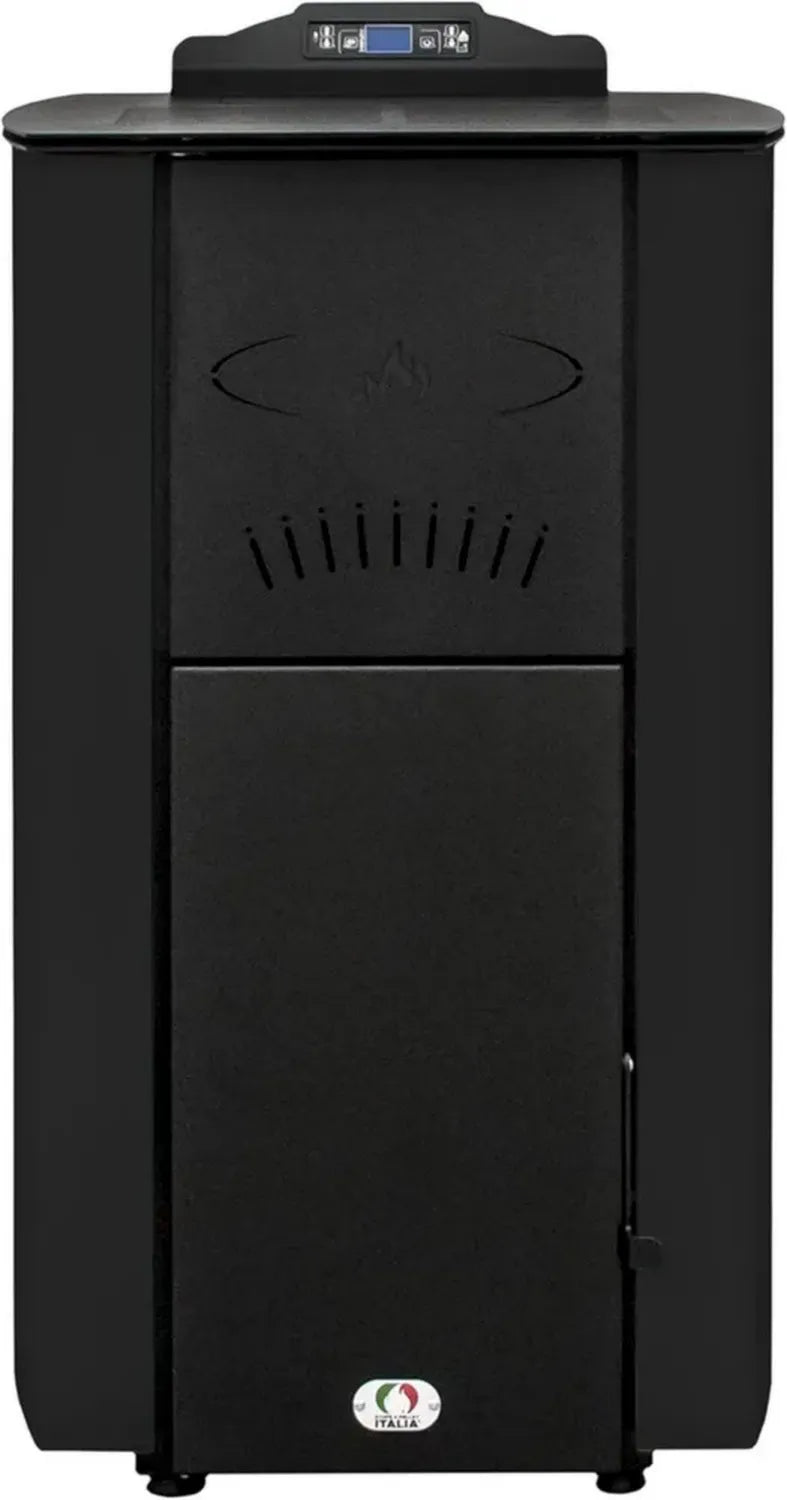 Stufa a Pellet Idro 20KW con WiFi, Efficienza 90%, Autonomia 22H, Programmabile, Colore Nero