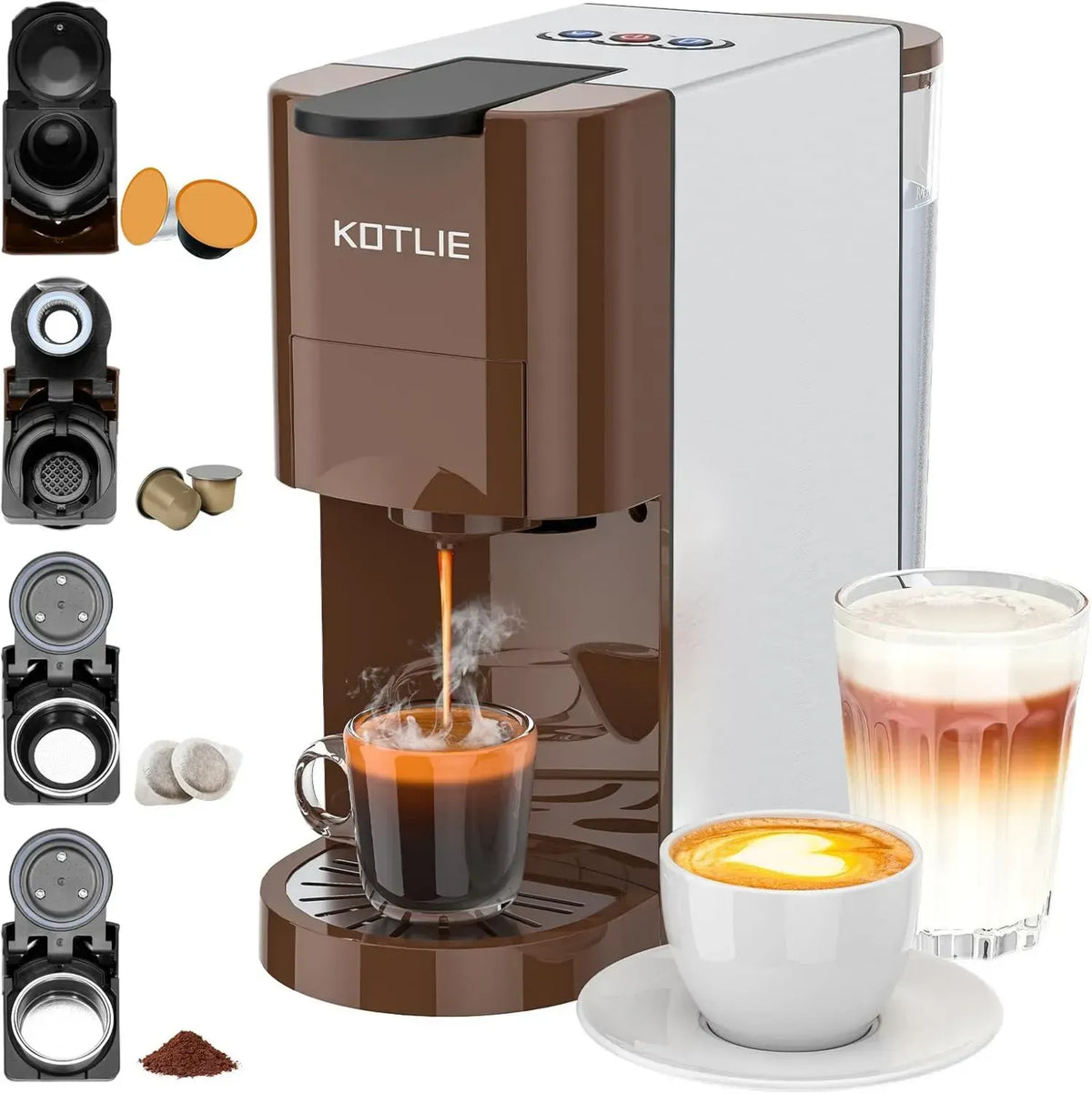 Macchina da caff¨¨ multifunzionale 4 in 1 con capsule NES e DG, caff¨¨ macinato e cialde ESE, 19 bar, serbatoio 800 ml