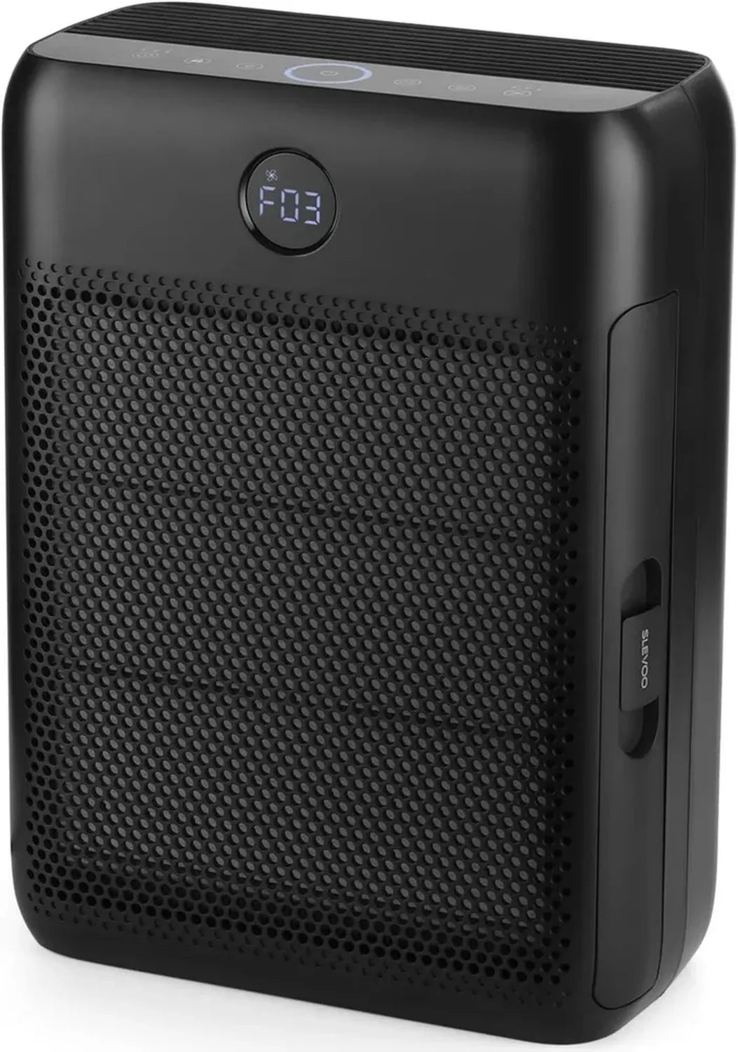 Purificatore d'Aria Slevoo con CADR 300 m3/h, Copertura fino a 140 m2, Silenzioso 22 dB, Filtro HEPA e a Carbone Attivo per Allergie e Odori, Colore Nero