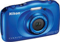 Nikon Coolpix S33 Fotocamera Compatta 13.2MP, Zoom Ottico 3x, ISO 3200, Display LCD 3 pollici, Full HD, Blu
