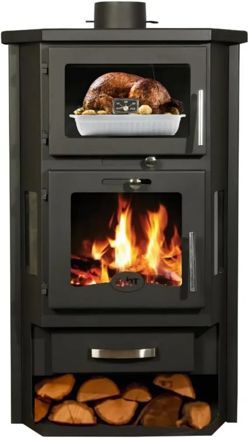 Stufa a Legna con Forno Integrato, Potenza 26 kW, Balkan Energy Feniks RNE