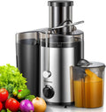 Estrattore di Succo Elettrico in Acciaio Inox, 65MM Bocca Larga, 500W, Facile da Pulire, 2 Velocit¨¤, Include Spazzola e Ricettario, Nero