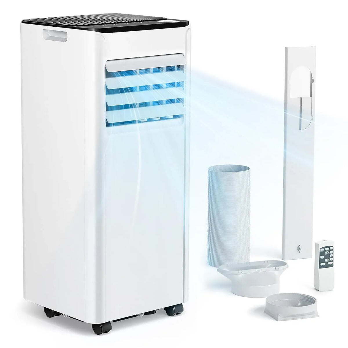 Condizionatore Portatile EUHOMY 9000BTU 2,6kW con Telecomando, 4-in-1, Silenzioso, Display LED, Copertura 25©O, Timer 24h