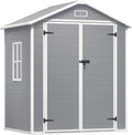 Capanno in Resina HDPE 171x124x210 cm con Pavimento e Doppia Porta, Box da Giardino Ventilato e Impermeabile, Grigio
