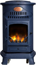 Provence Stufa a Gas 3,4KW in Ghisa - Design Tradizionale Blu Zaffiro Opaco su Ruote