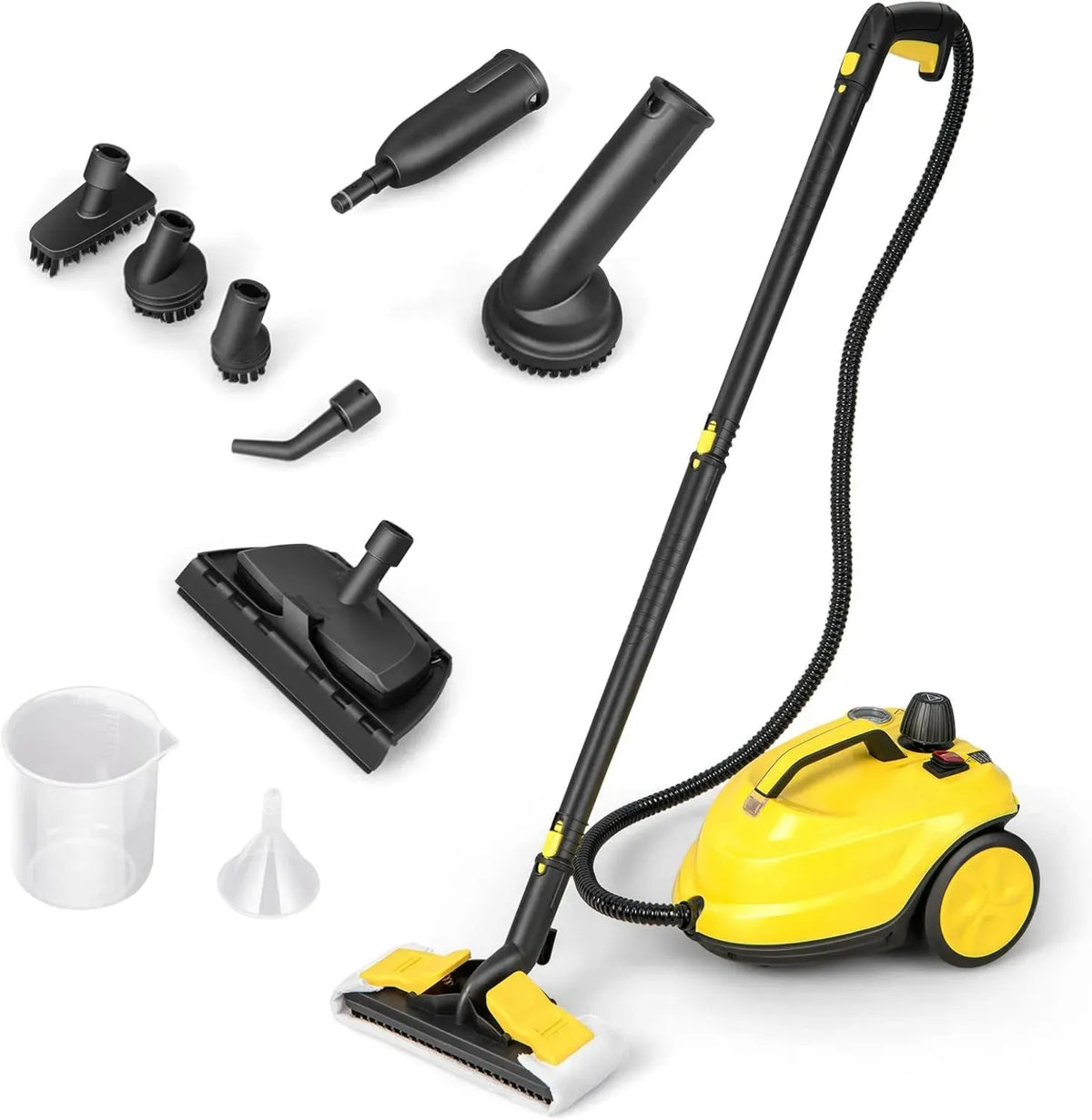 Pulitore a Vapore Multiuso 2000W con 13 Accessori, Serbatoio 1,8L, Ideale per Tappeti e Finestre (Giallo)