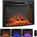Camino Elettrico Curvo COSTWAY, 750W/1500W con Telecomando e Effetto Fiamma Regolabile