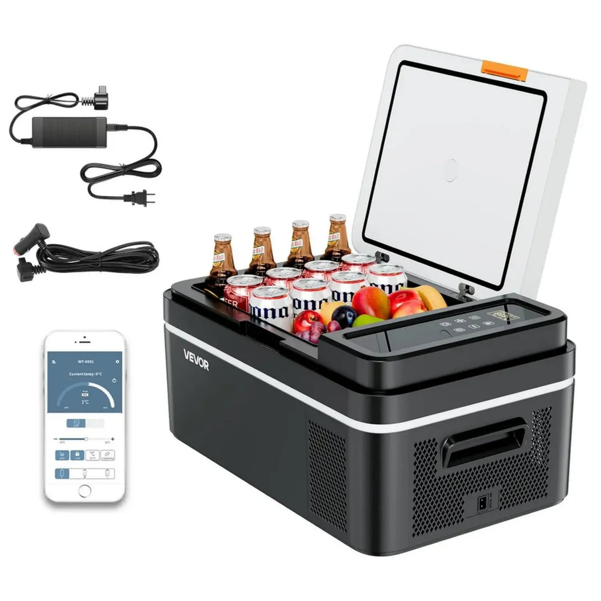 Frigorifero Portatile 20L per Auto, Mini Frigo a Doppia Alimentazione, Temperatura Regolabile -20¡ãC a 20¡ãC