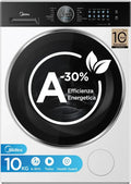 Lavatrice Midea 10 kg Frontale, Classe A, 1400 RPM, Motore Inverter Silenzioso, Vapore e Lavaggio Rapido, Pannello Touch, Bianco