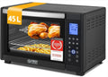 Forno Elettrico Compatto 45L 2000W con Rivestimento Antiaderente - Controllo Digitale fino a 230¡ãC e 4 Livelli - Timer 180 Minuti & 8 Funzioni - Spiedo Rotante per Cucine e Campeggi