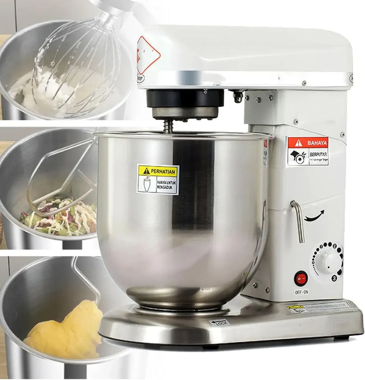 Impastatrice Elettrica Professionale 10L con Pulse, 3 Velocit¨¤ per Cucina e Ristorante - Ciotola Acciaio, Gancio, Frusta inclusi