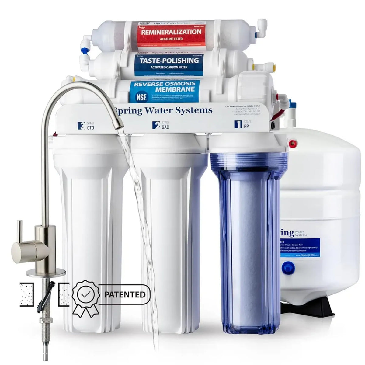 Sistema di Osmosi Inversa a 6 Stadi iSpring RCC7AK con Certificazione NSF58, Depuratore Sottolavello con Filtro Alcalino per Acqua Potabile