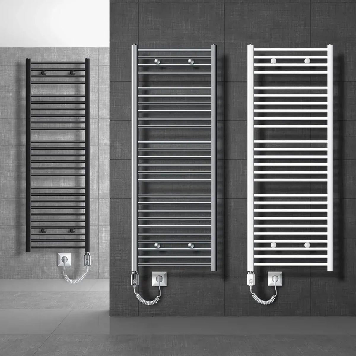Radiatore Elettrico Moderno LuxeBath Sahara 900W, Antracite 500x1200 mm, Termostato Cromato