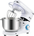 Impastatrice Planetaria da Cucina 6,2 Litri, 1400W, 6 Velocit¨¤ con Gancio, Frusta e Sbattitore (Bianco)
