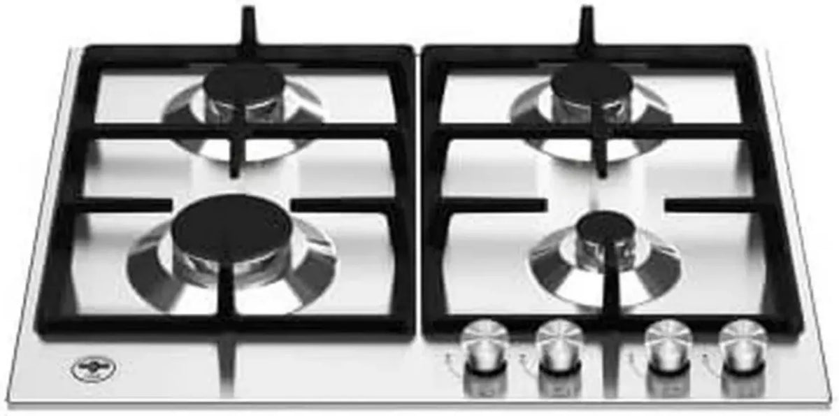 Piano Cottura Incasso 60 cm in Acciaio Inox con 4 Fuochi a Gas