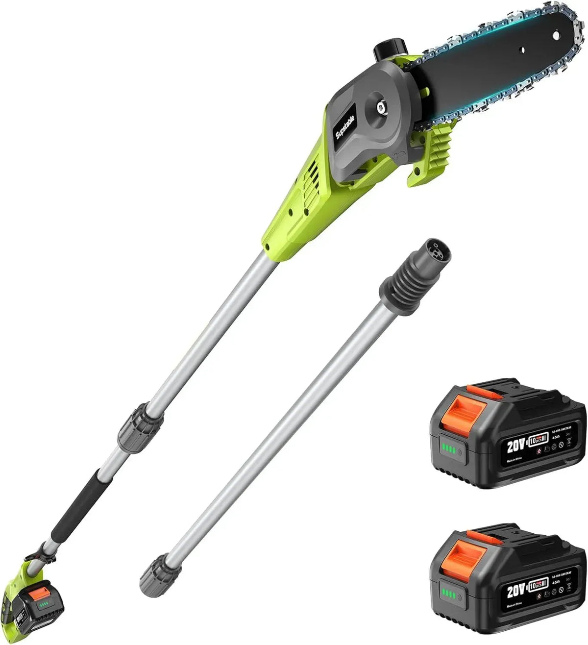 Motosega Elettrica 8 Pollici con Batteria 4000 mAh, Potatore Telescopico Giardino con Asta 4,6 m, Velocit¨¤ Catena 10 m/s
