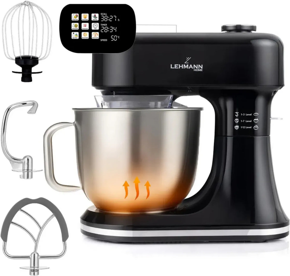 Impastatrice Planetaria Multifunzione 5L con Display e Funzione Riscaldamento