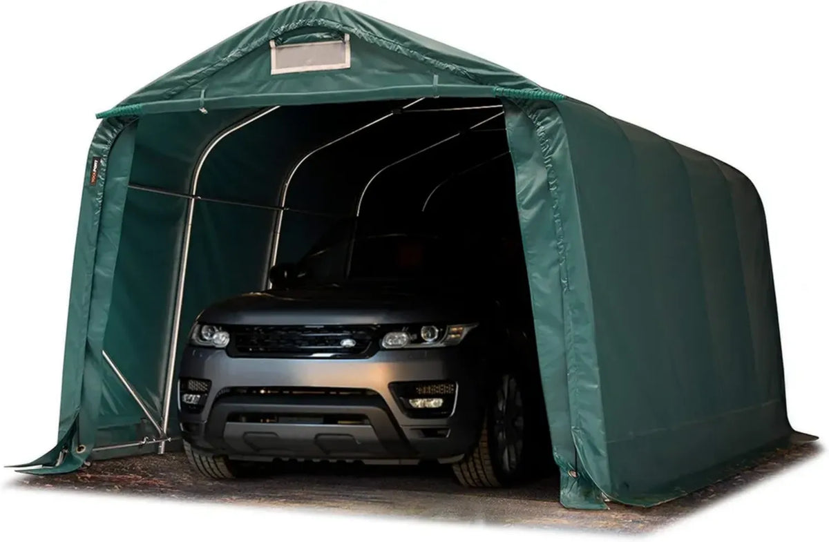 Capannone Garage in PVC Verde 3,3x4,8m con Struttura in Acciaio Robusta