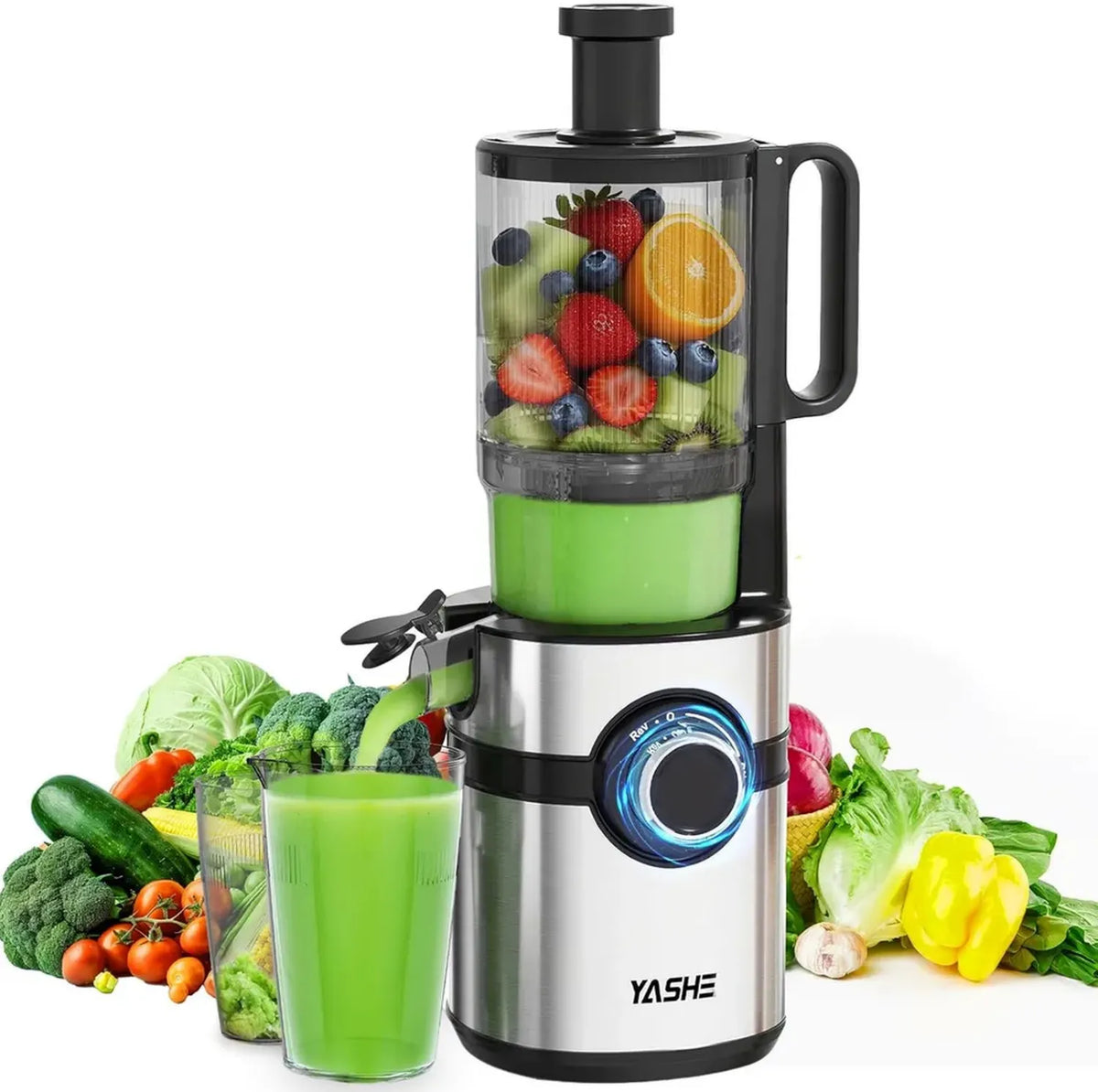 Spremiagrumi a Freddo YASHE con Ampio Tubo da 12,7 cm, Alta Resa, Autoalimentato, Facile da Pulire