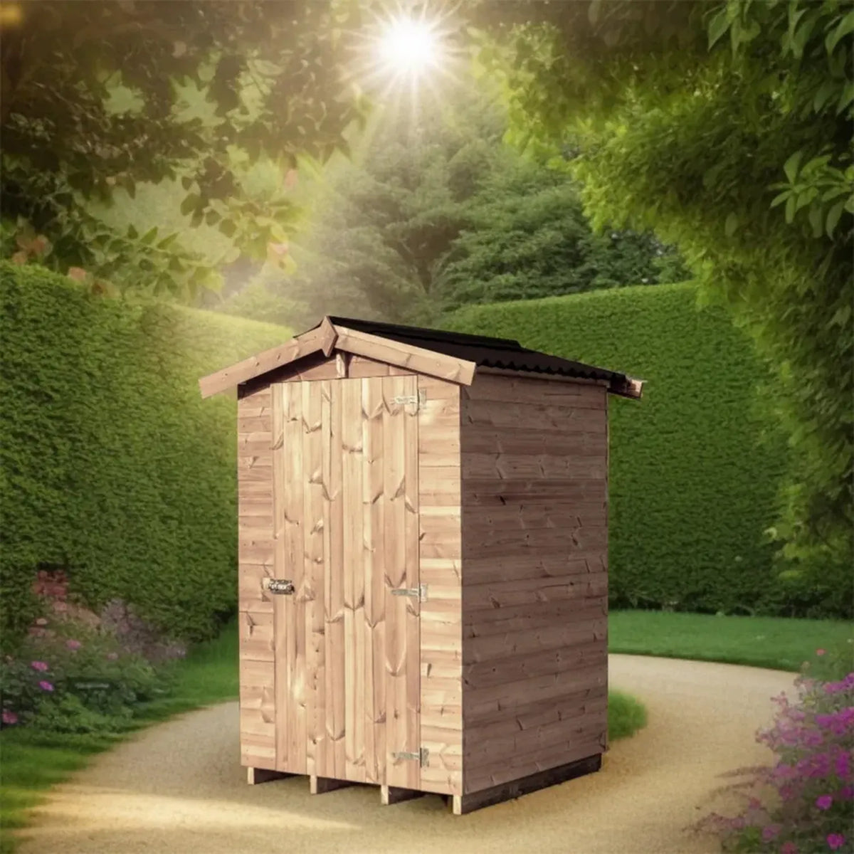 Casetta in Legno Therma Habrita 1,35m2, Tetto Doppia Pendenza, Porta Singola con Tetto Ondulato e Pavimento