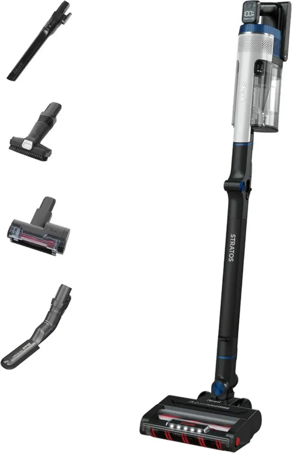Scopa Elettrica Shark Stratos Pet Pro senza Fili, Anti Hair Wrap, Clean Sense IQ, Autonomia 60 Minuti, Batteria Rimovibile, Anallergico, Colore Bianco Navy