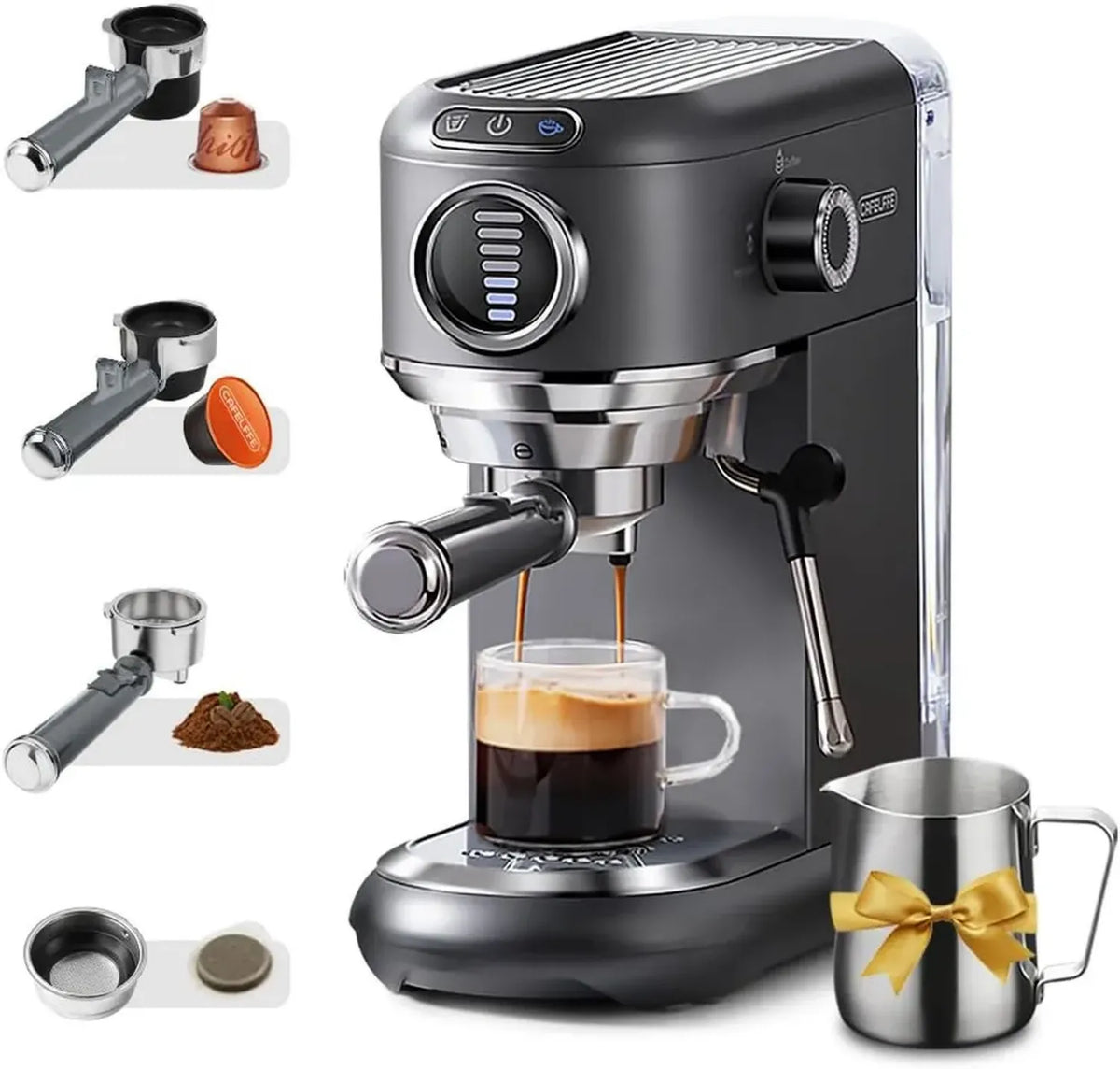 Macchina da caff¨¨ espresso con montalatte e selezione quantit¨¤, compatibile Nes* e DG*