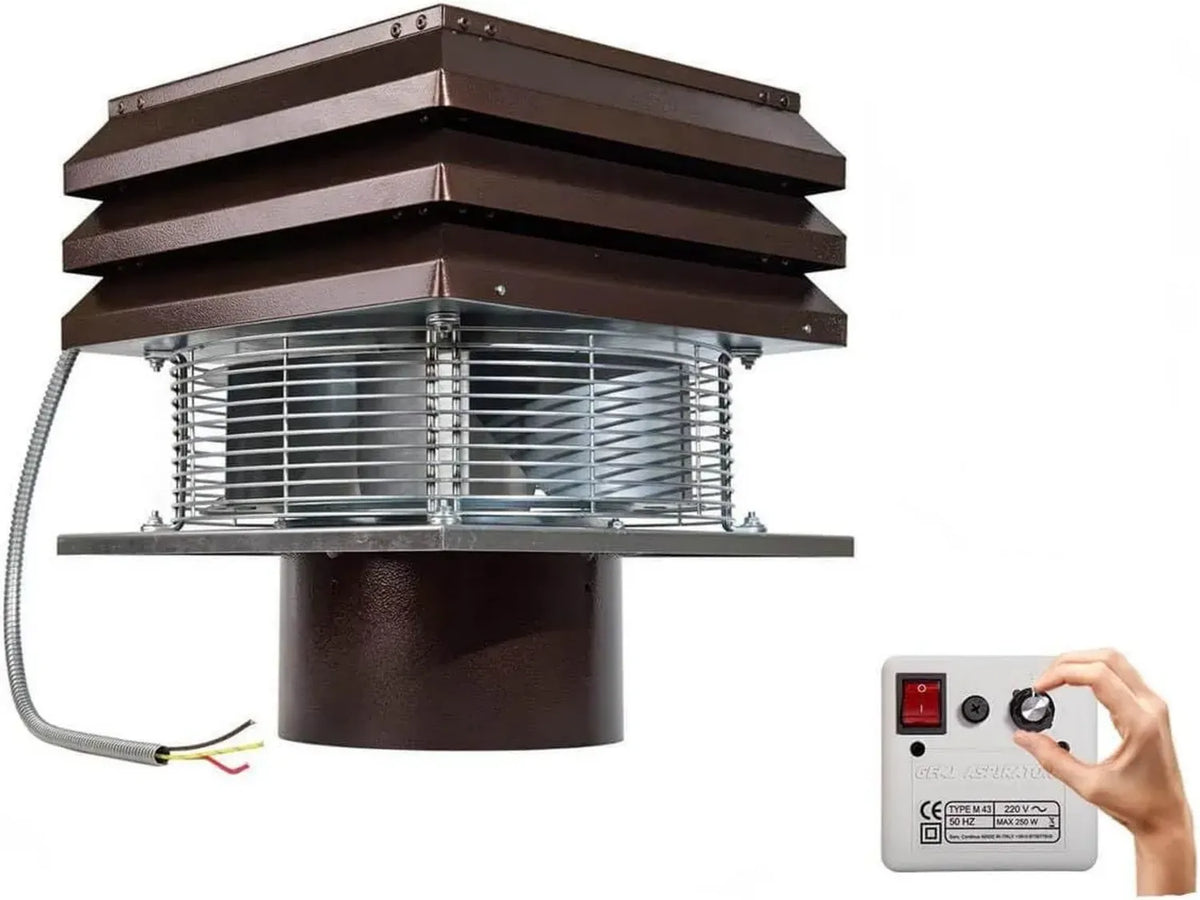 Aspiratore Elettrico Rotondo 20 cm per Camino con Controllo Regolabile