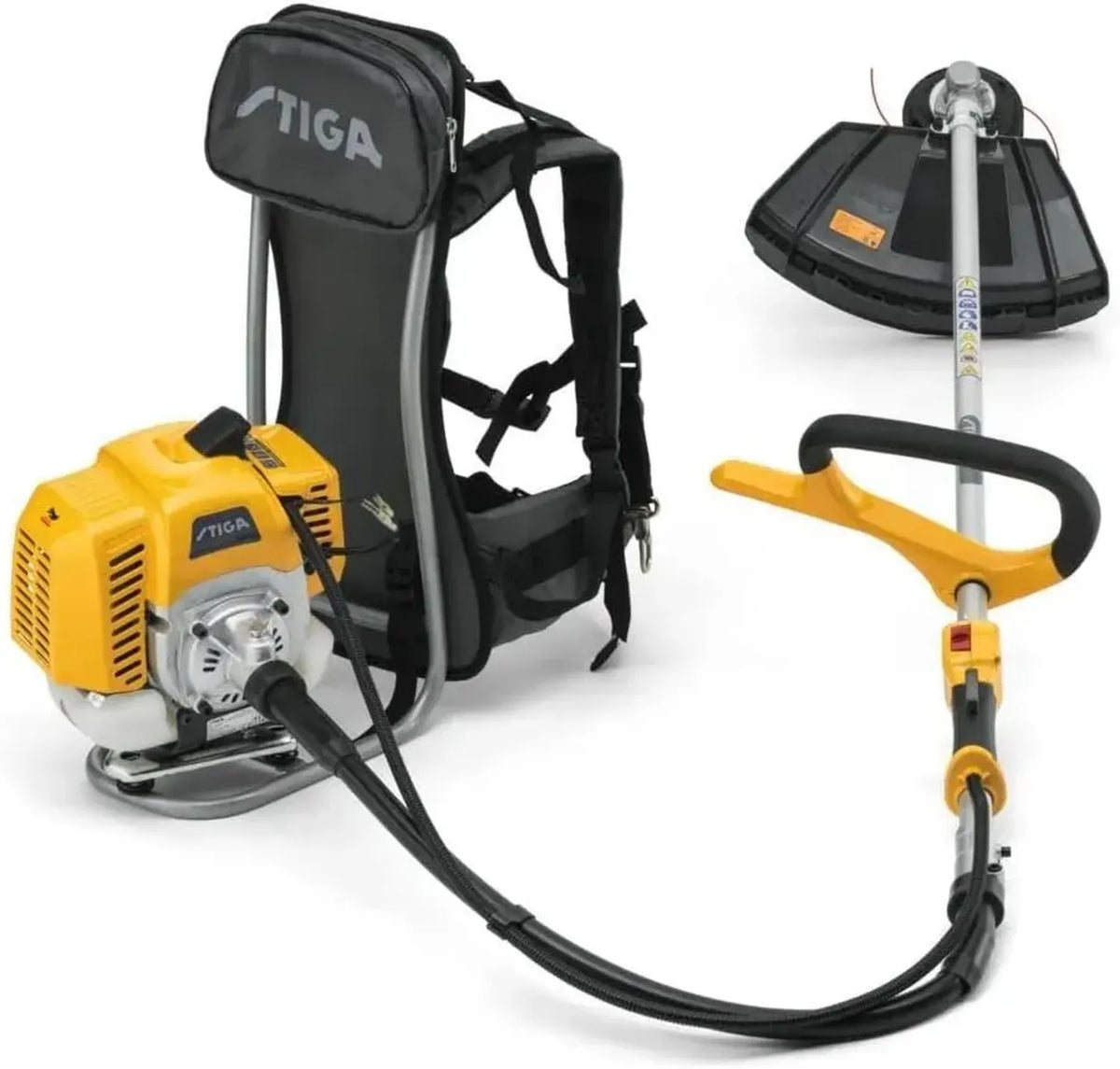 Tagliabordi STIGA BC 555 da Zaino - Motore 51,7cc, Imbracatura Ergonomica, Albero Flessibile, Manico ad Anello, Taglio 45 cm, Testina Tap&Go e Lama Inclusi