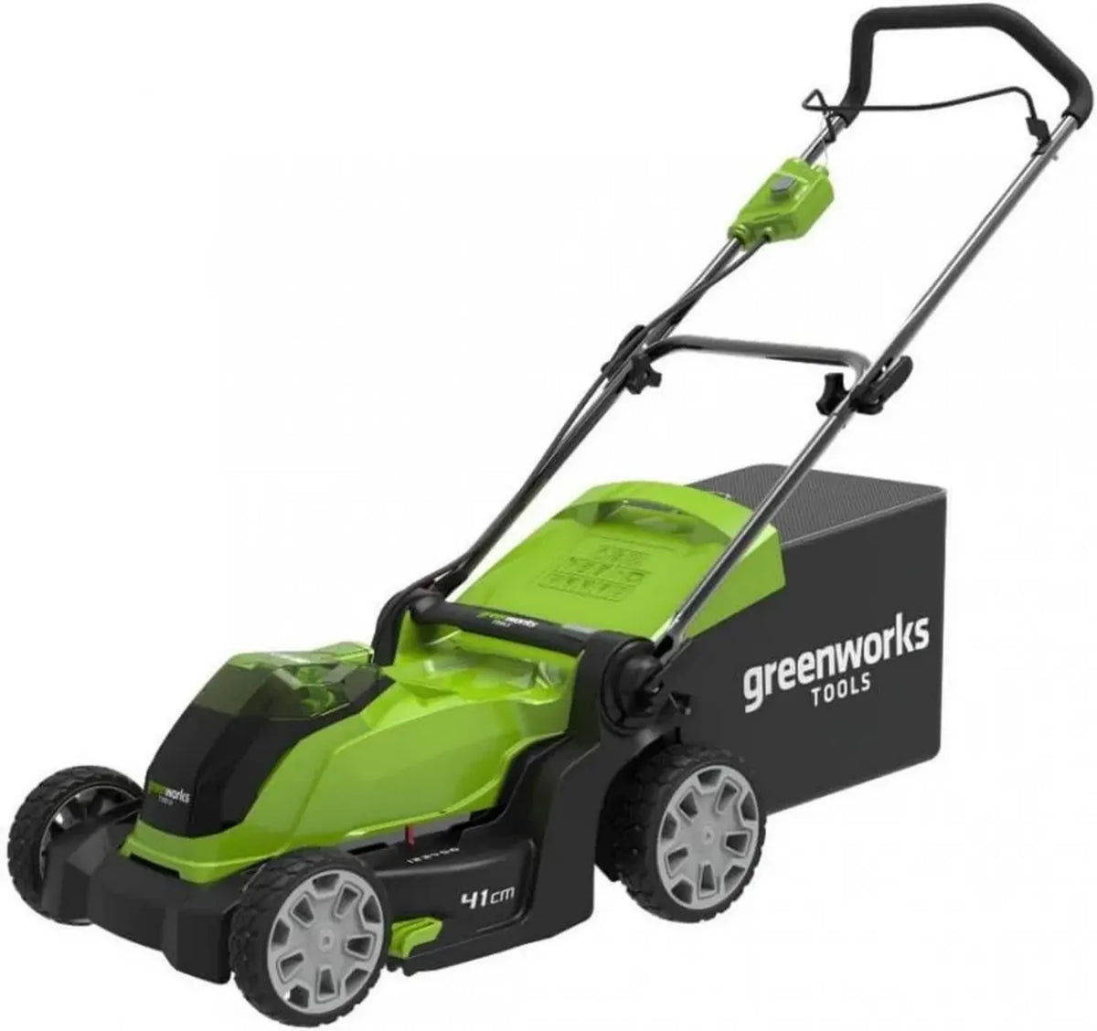 Greenworks Rasaerba Senza Fili 41cm per Prati Fino a 500m2, Sacca 50L, Escluso Batteria e Caricabatterie